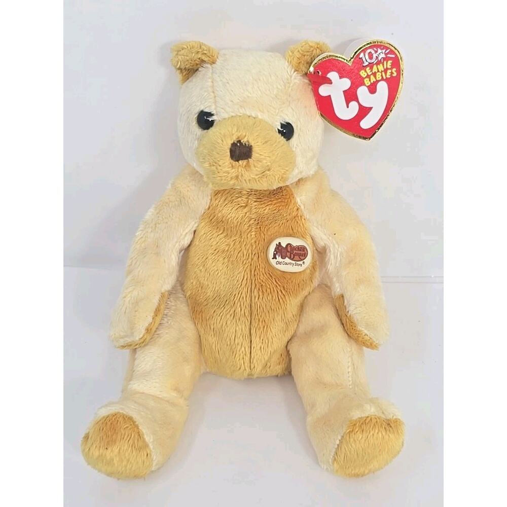 2003 Ty Beanie Baby "Cornbread" Retired Cracker Barrel Gold Bear BB2